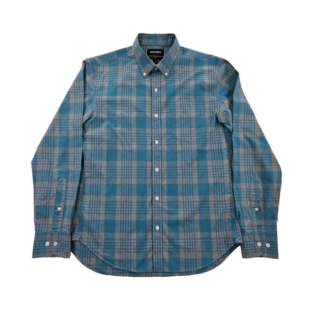 Bonobos Slim Fit Shirt Men's M Green Plaid Long Sleeve Button Up EUC Classic